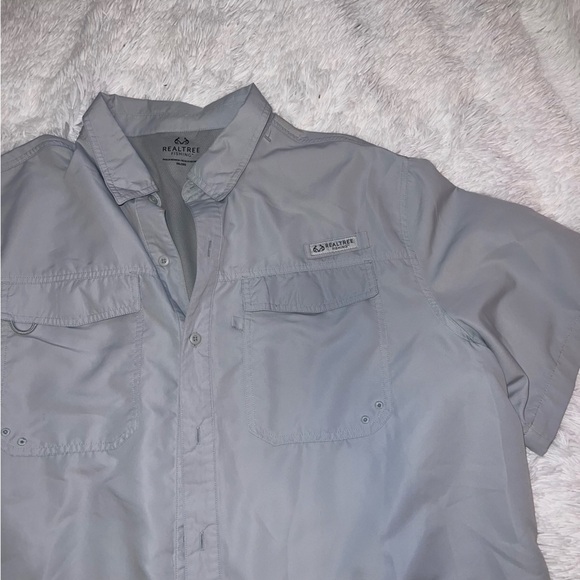 Realtree Fishing Gray Camp Shirt Button Down size 2XL Sun Shade 50 SPF - Picture 1 of 4